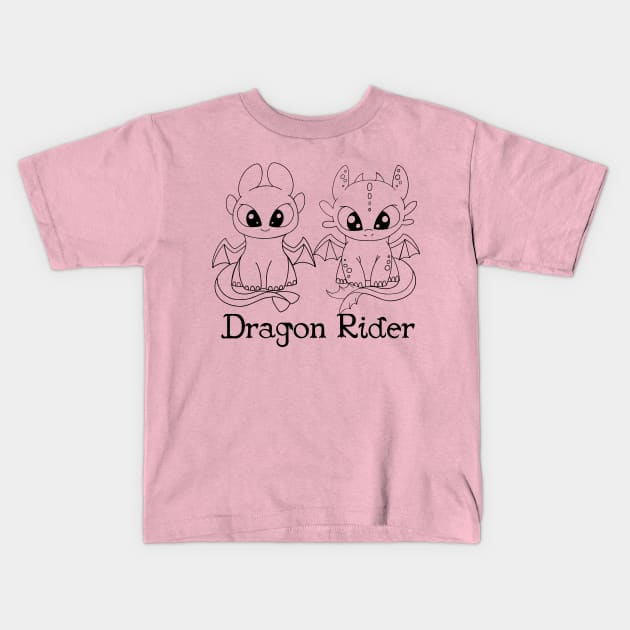 Dragon Rider coloring night fury, light fury, toothless chibi, httyd fanart, nursery design, halloween kids Kids T-Shirt by PrimeStore